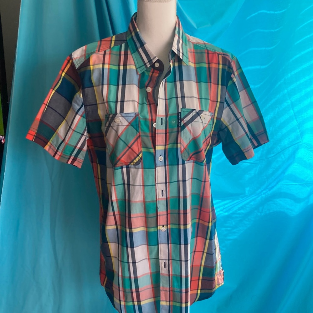 Cotton plaid multicolored men’s shirt
